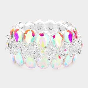 AB large stone crystal stretch bracelet